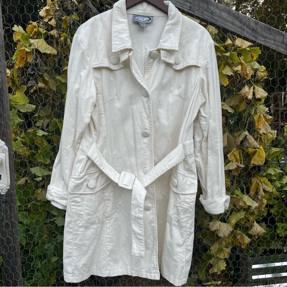 Cream Corduroy Belted Jacket Y2K 90s retro vibes
